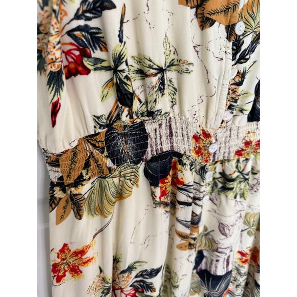Floral Button Front Maxi Dress Women’s XL Short Sleeve Lined Boho Summer Outfit - Picture 5 of 7